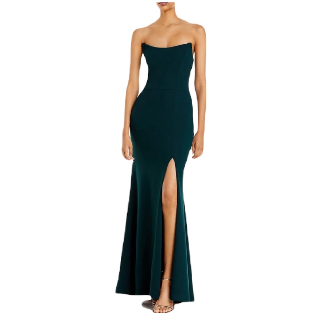 Aqua Formal Pine Green Strapless Formal Gown 6
